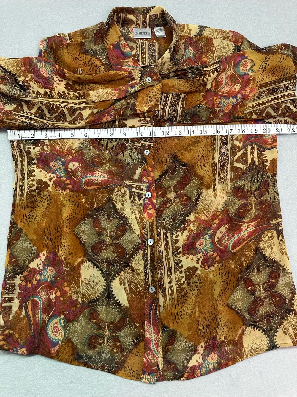 Chico's Multicolor Paisley Button-Front Shirt - Picture 8 of 9